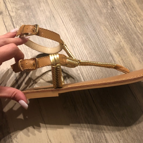 Gold Strappy Sandals - Picture 1 of 4